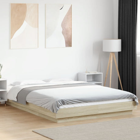 Bed Frame With Led Lights Without Mattress 140X200Cm
