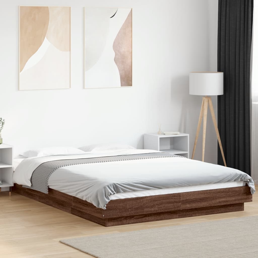 Bed Frame With Led Lights Without Mattress 140X200Cm