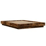 Bed Frame with LED Lights without Mattress Smoked Oak 135x190cm