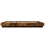 Bed Frame with LED Lights without Mattress Smoked Oak 135x190cm