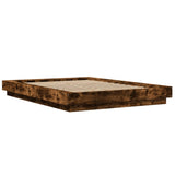 Bed Frame with LED Lights without Mattress Smoked Oak 135x190cm