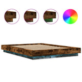 Bed Frame with LED Lights without Mattress Smoked Oak 135x190cm