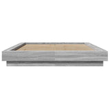 Bed Frame with LED Lights without Mattress Grey Sonoma 135x190cm