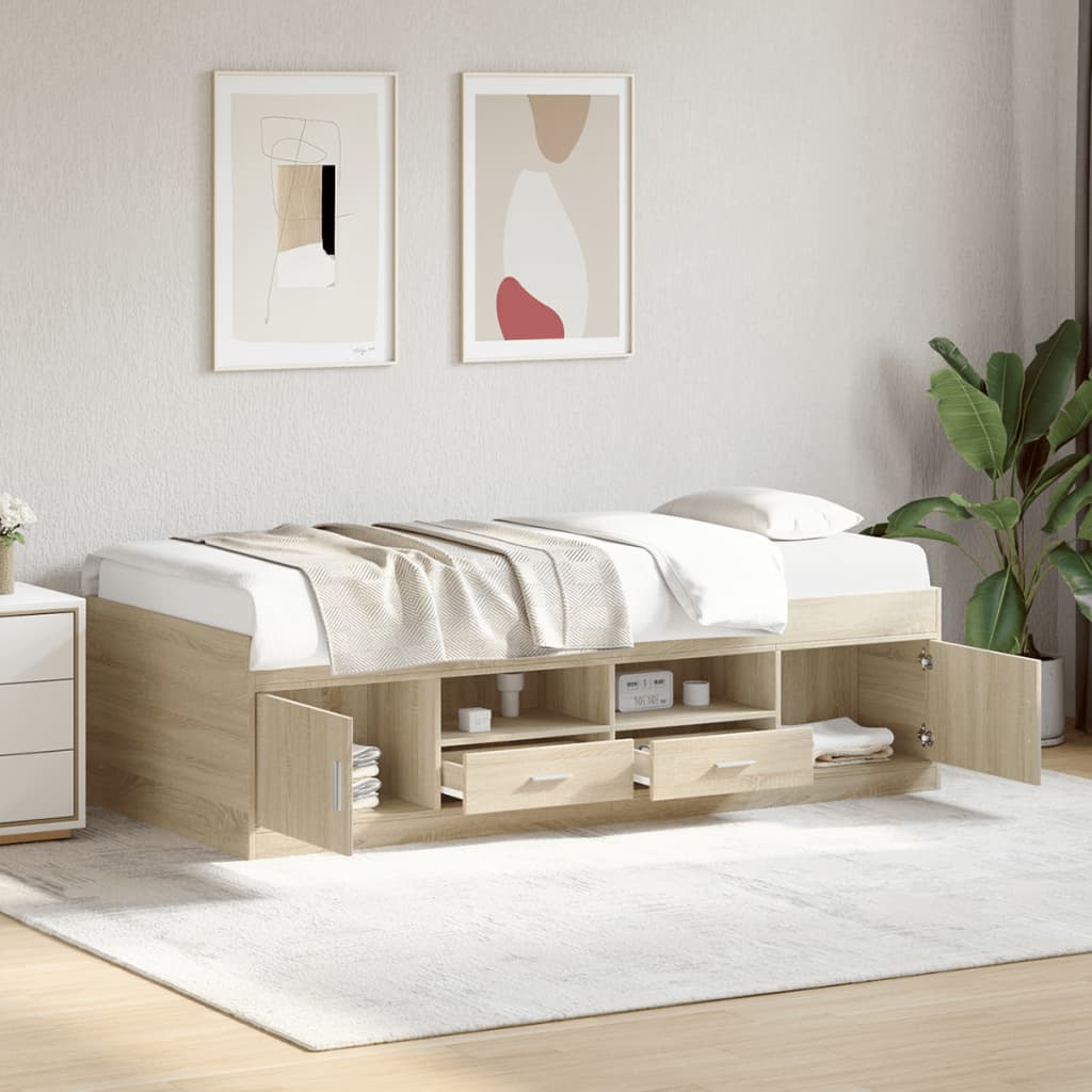 Daybed with Drawers without Mattress Sonoma Oak 100x200 cm