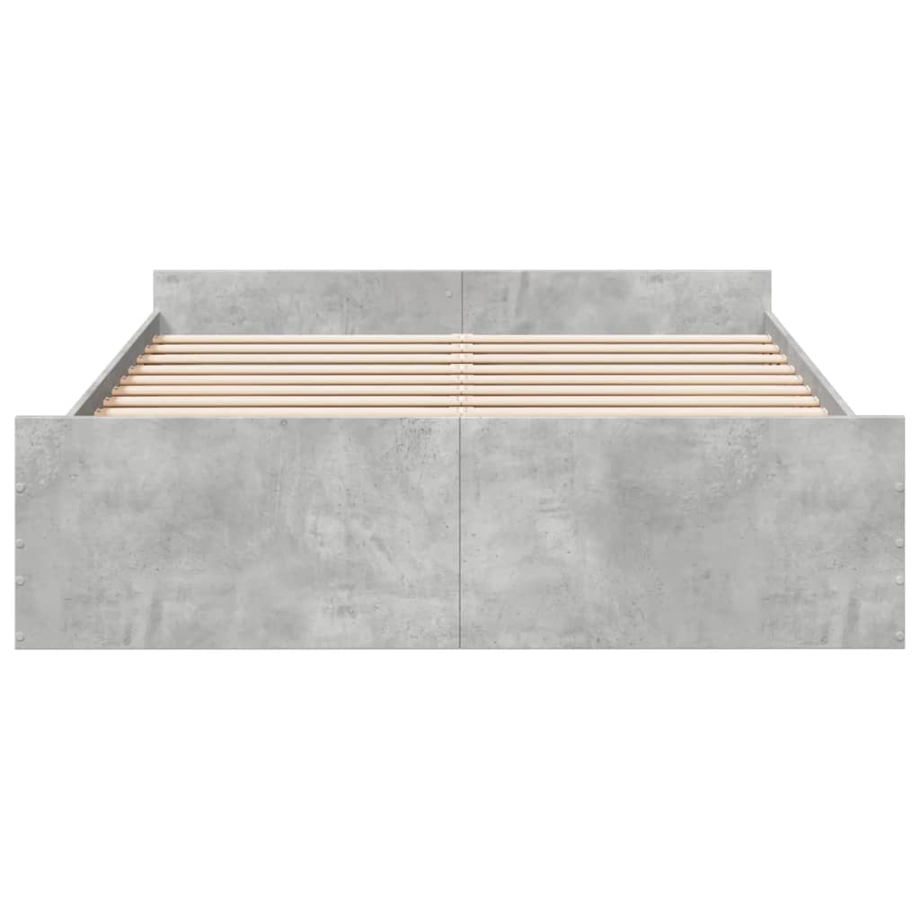 Bed Frame with Drawers without Mattress Concrete Grey 140x200 cm