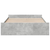 Bed Frame with Drawers without Mattress Concrete Grey 140x200 cm