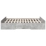 Bed Frame with Drawers without Mattress Concrete Grey 140x200 cm
