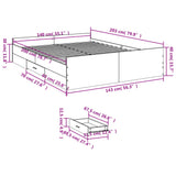 Bed Frame with Drawers without Mattress Concrete Grey 140x200 cm