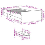 Bed Frame with Drawers without Mattress Concrete Grey 100x200 cm