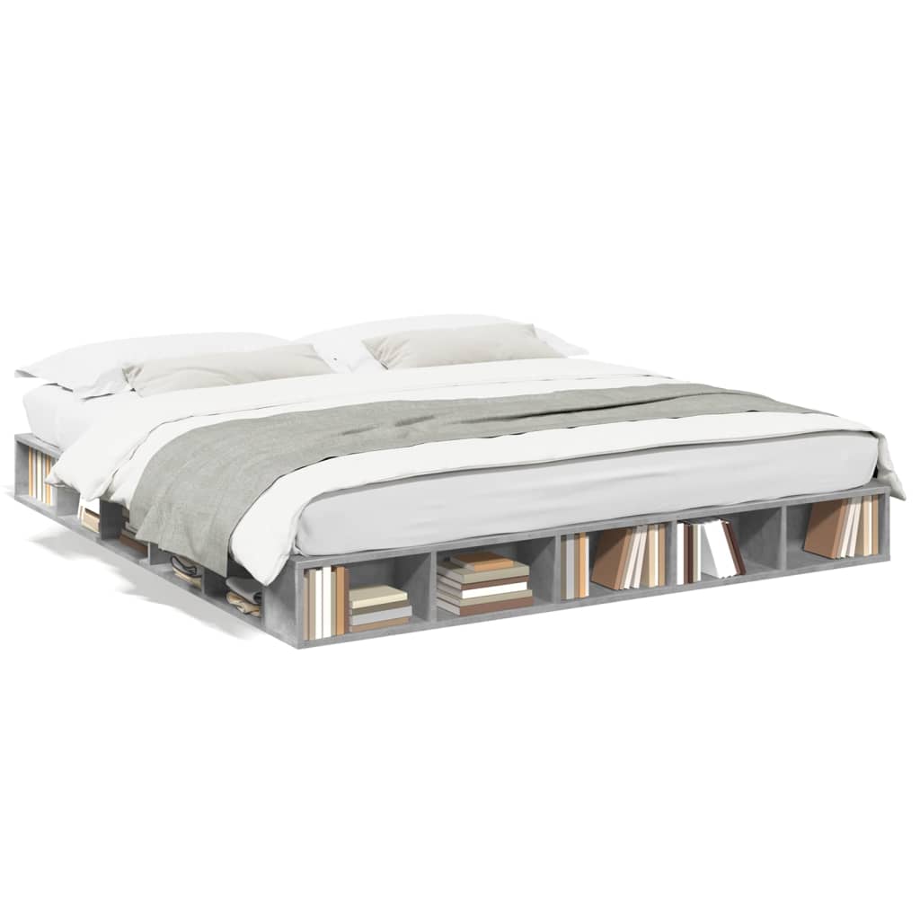 Bed Frame without Mattress Concrete Grey 180x200 cm Super King
