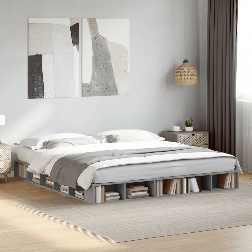 Bed Frame without Mattress Concrete Grey 180x200 cm Super King