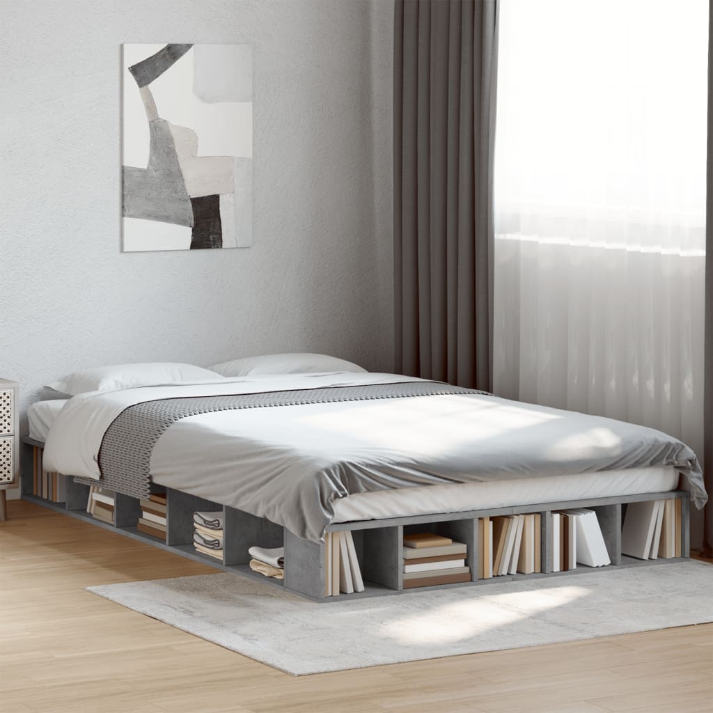 Bed Frame without Mattress Concrete Grey 140x190 cm