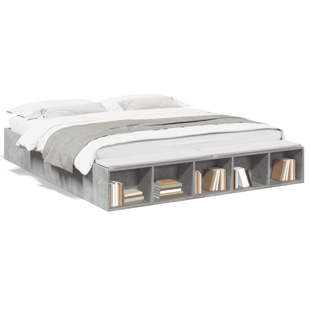 Bed Frame without Mattress Concrete Grey 200x200 cm