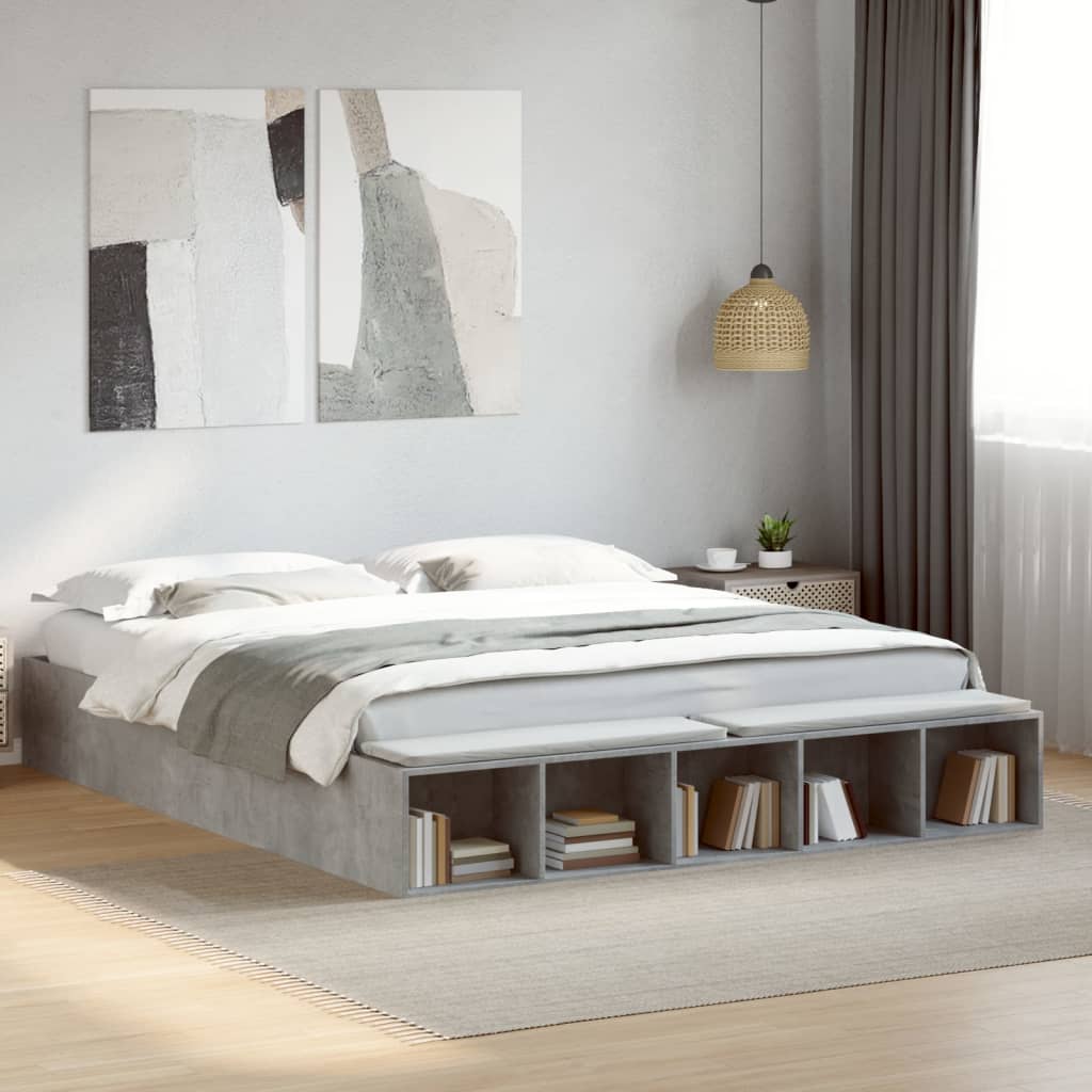 Bed Frame without Mattress Concrete Grey 200x200 cm