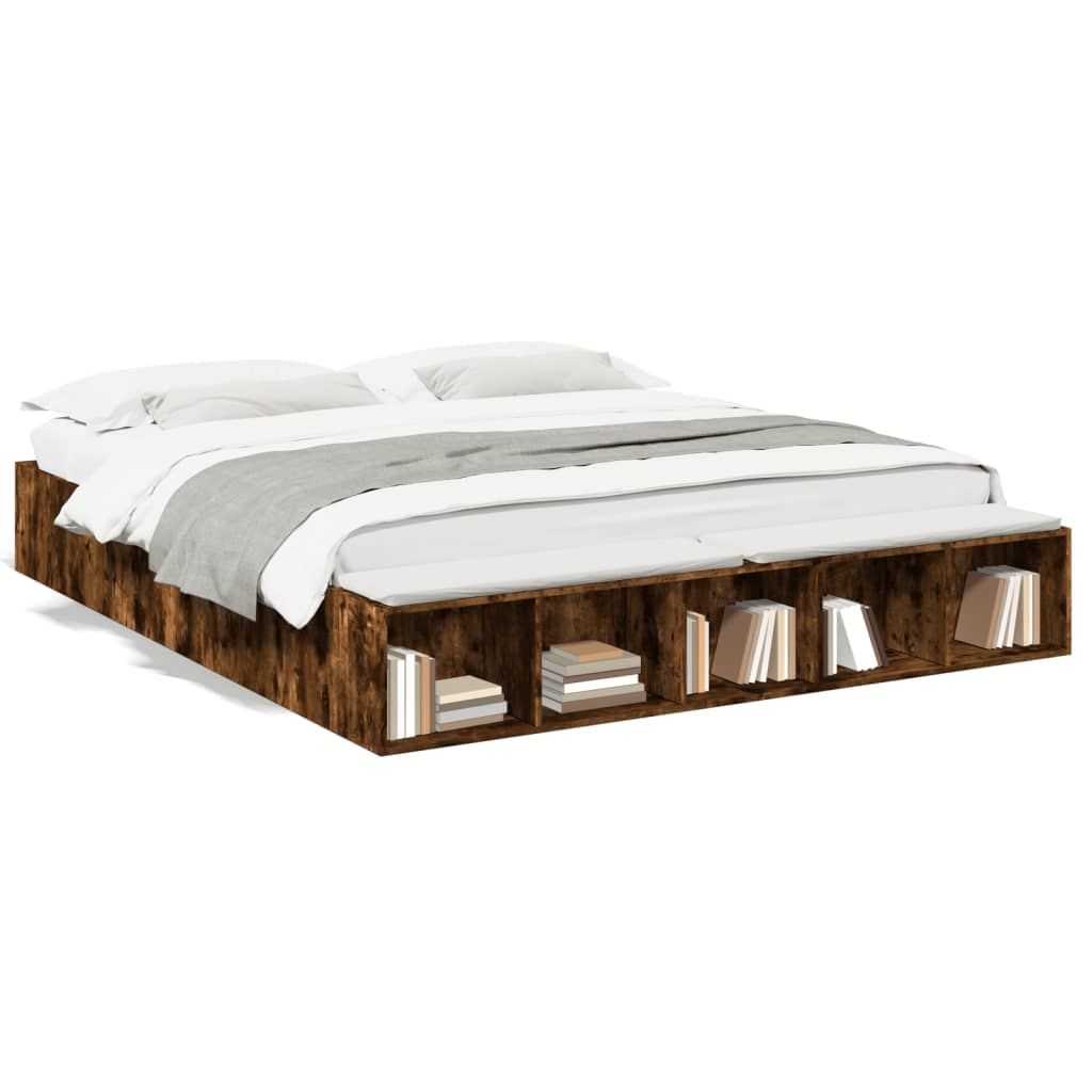 Bed Frame without Mattress Smoked Oak 200x200 cm