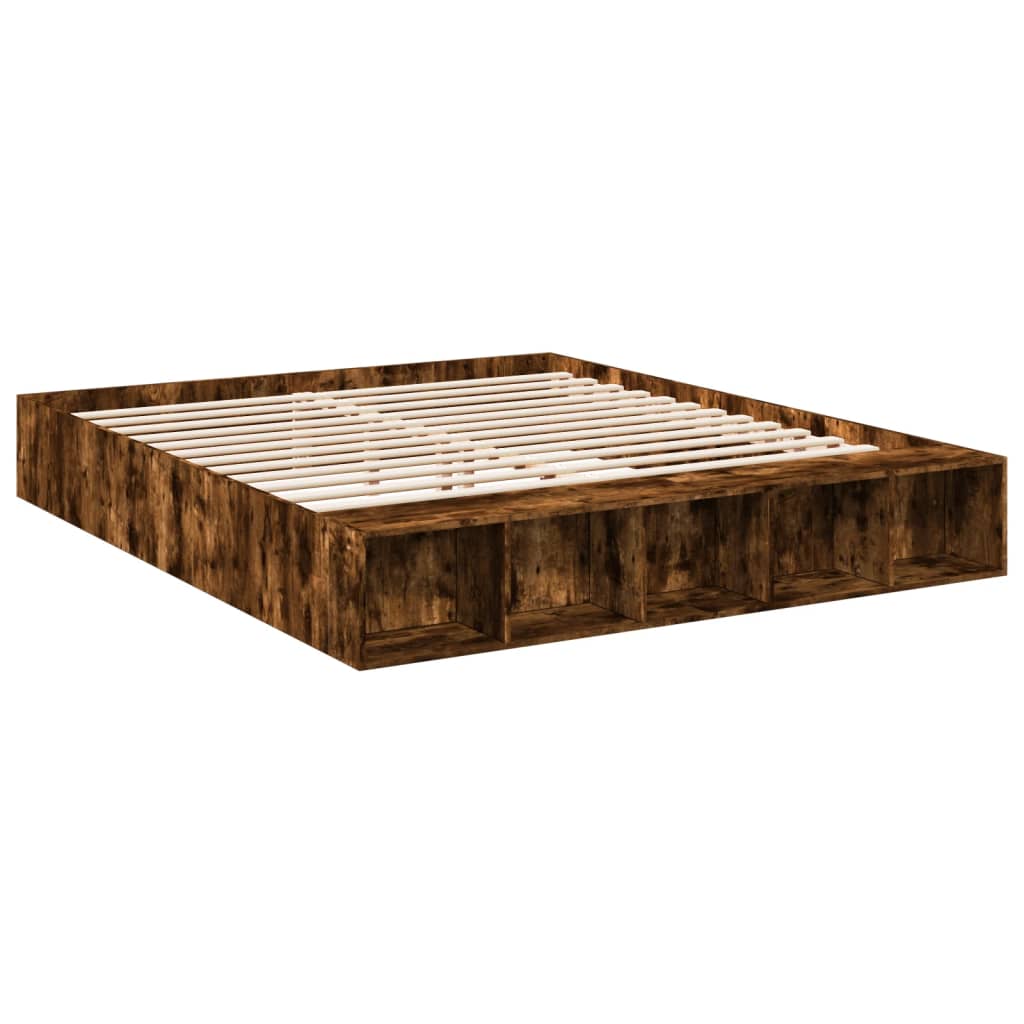 Bed Frame without Mattress Smoked Oak 200x200 cm