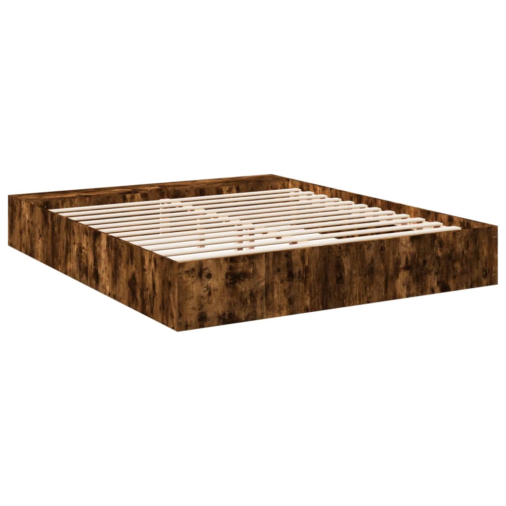 Bed Frame without Mattress Smoked Oak 200x200 cm