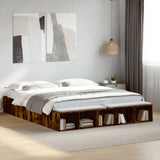Bed Frame without Mattress Smoked Oak 200x200 cm