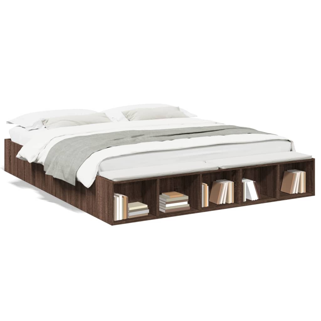 Bed Frame without Mattress Brown Oak 200x200 cm