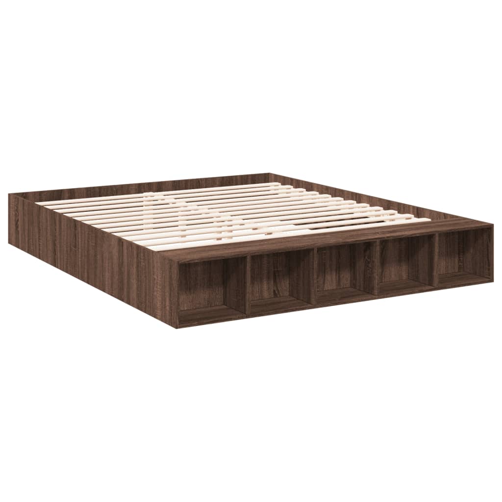 Bed Frame without Mattress Brown Oak 200x200 cm