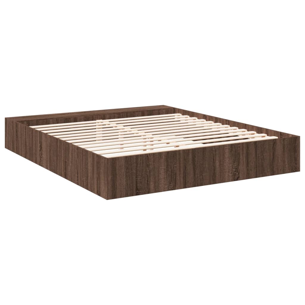 Bed Frame without Mattress Brown Oak 200x200 cm