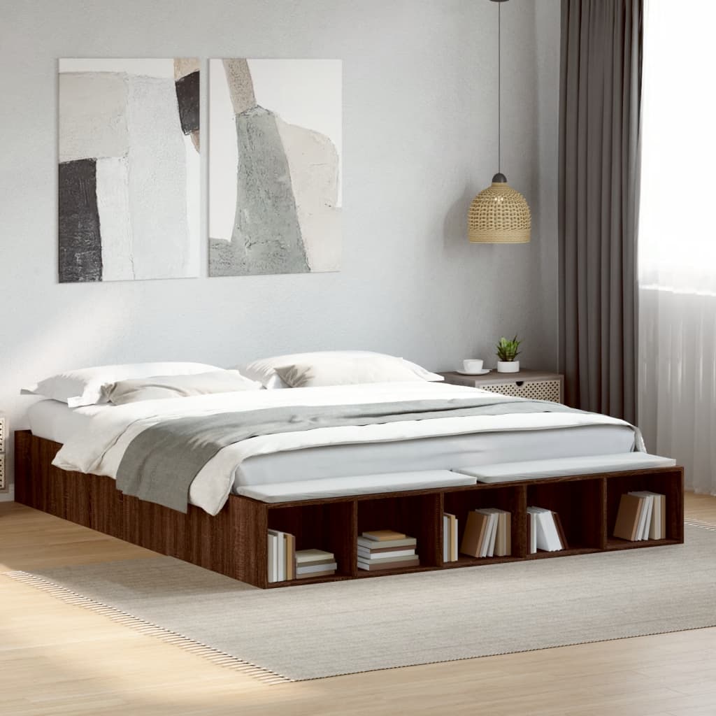 Bed Frame without Mattress Brown Oak 200x200 cm