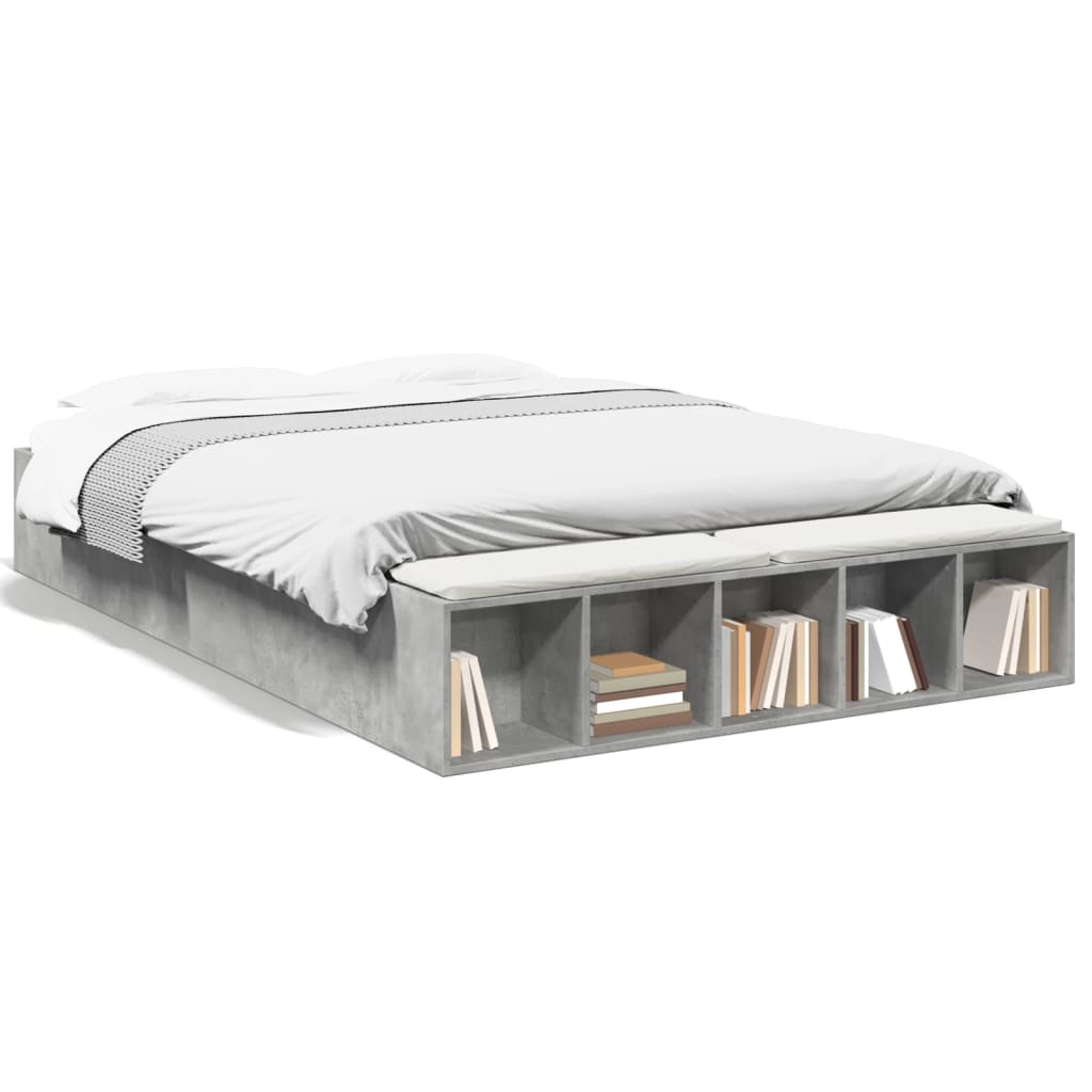 Bed Frame without Mattress Concrete Grey 140x200 cm