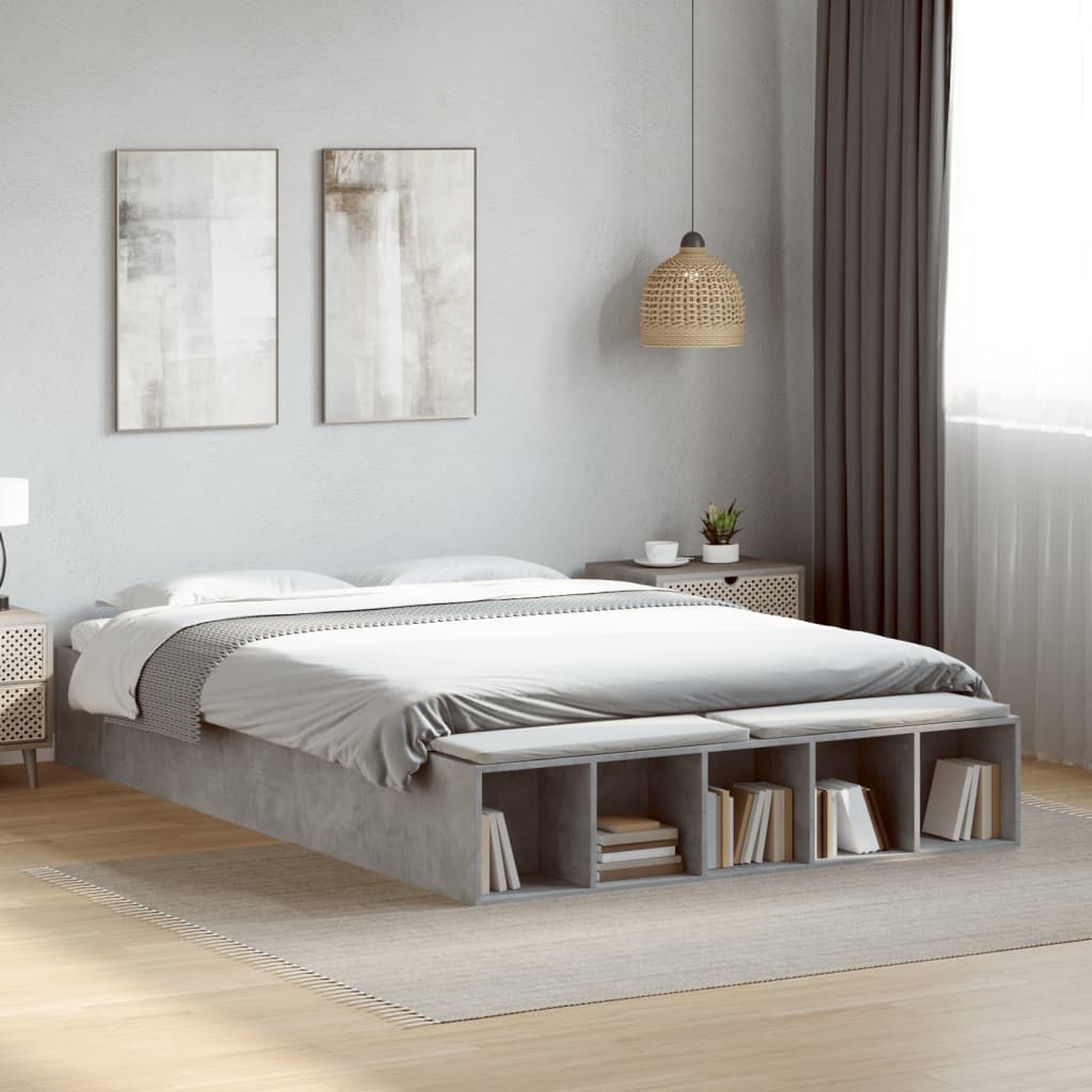 Bed Frame without Mattress Concrete Grey 140x200 cm