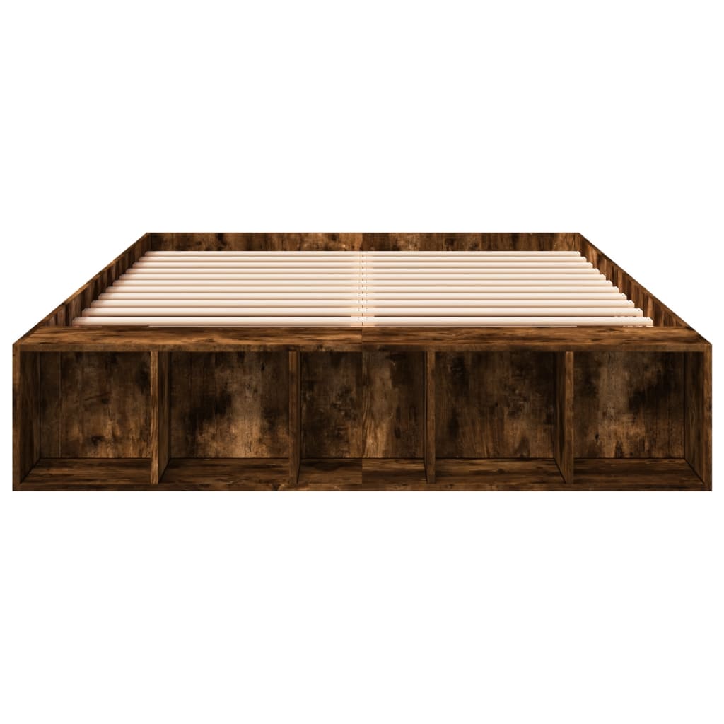 Bed Frame without Mattress Smoked Oak 140x200 cm