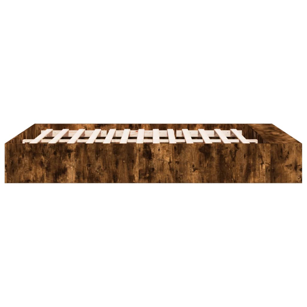 Bed Frame without Mattress Smoked Oak 140x200 cm