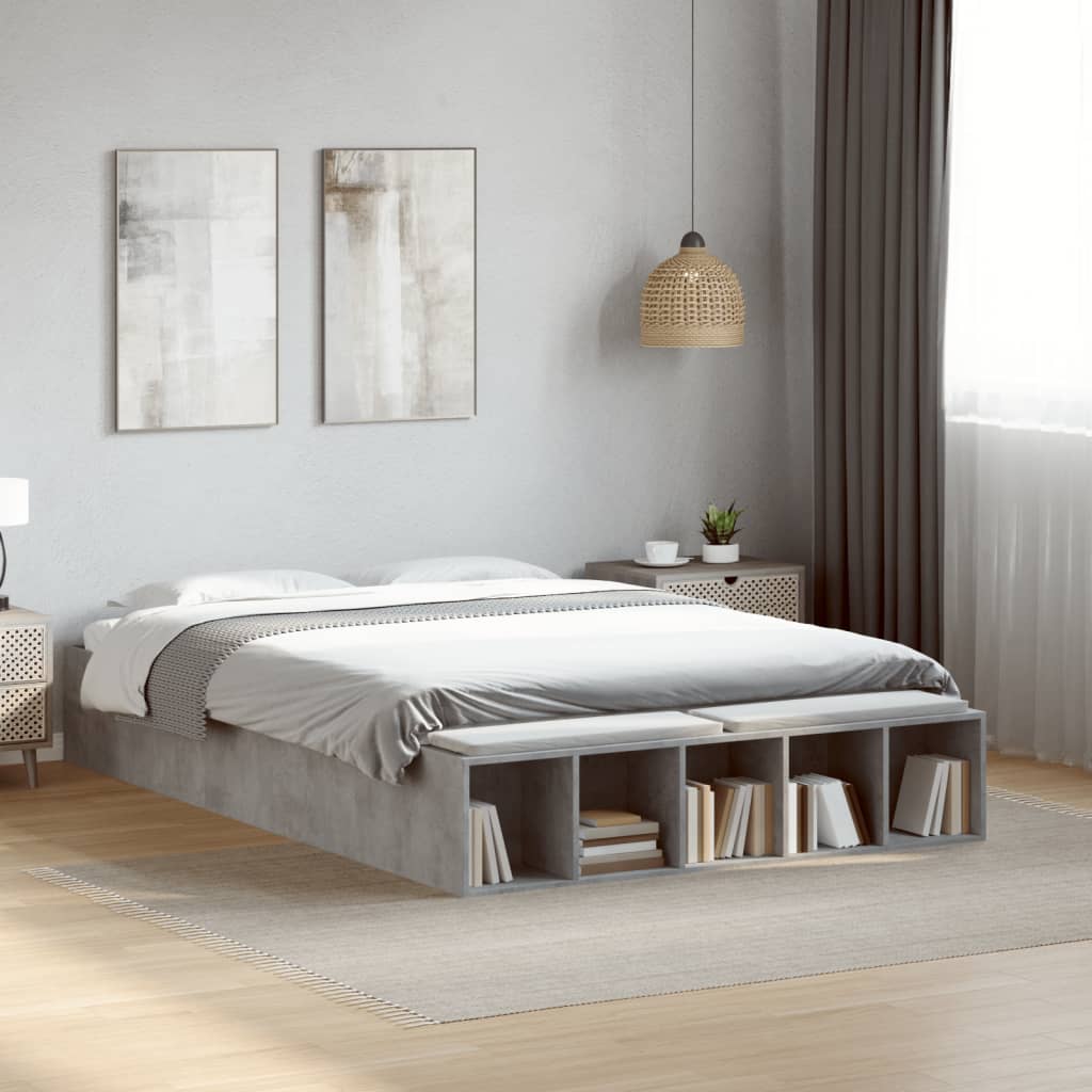 Bed Frame without Mattress Concrete Grey 135x190 cm Double