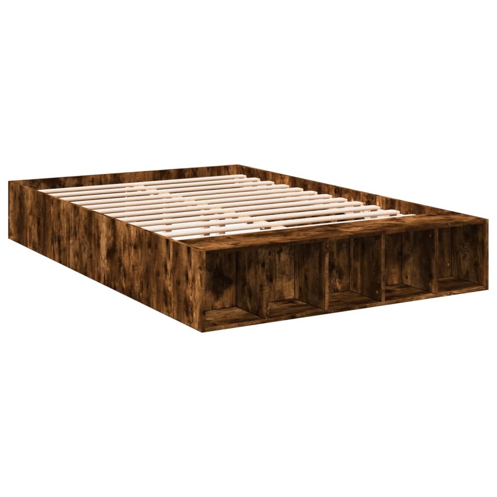 Bed Frame without Mattress Smoked Oak 135x190 cm Double