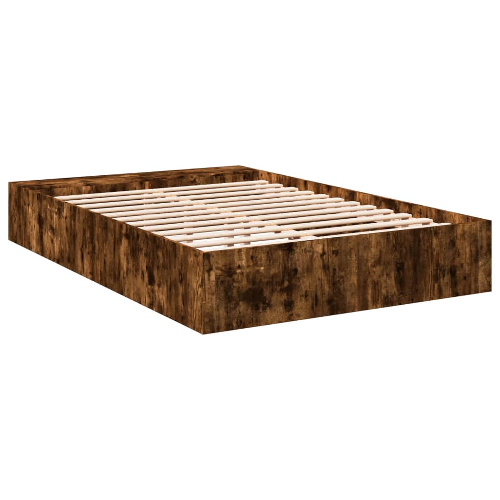 Bed Frame without Mattress Smoked Oak 135x190 cm Double