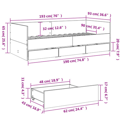 Daybed With Drawers Without Mattress Single