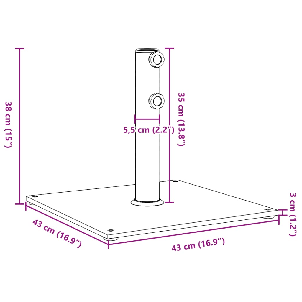 Parasol Base For Ø32/38/48 Mm Poles 17 Kg Square