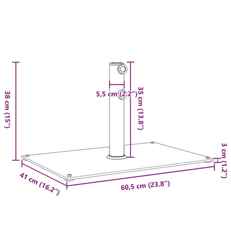 Parasol Base For Ø32/38/48 Mm Poles 15 Kg Rectangular