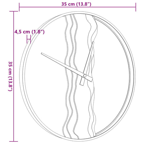 Wall Clock Ø35 Cm Iron And Oak Wood