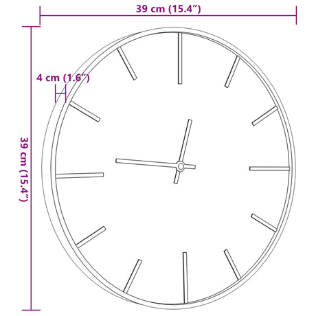 Wall Clock Brown Ø39 Cm Iron And Engineered Wood