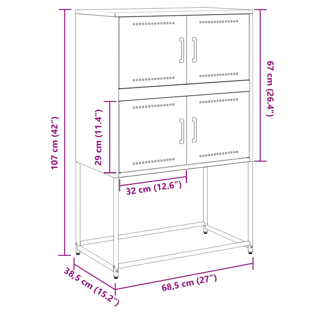 Sideboard 68.5X38.5X107 Cm Steel