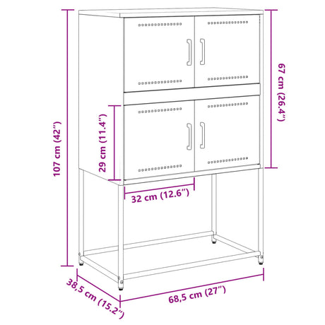 Sideboard 68.5X38.5X107 Cm Steel
