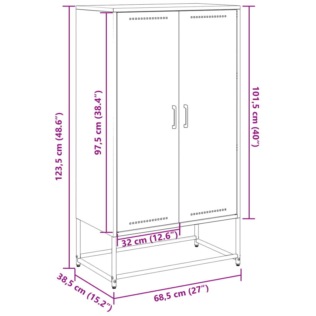 Highboard 68.5X38.5X123.5 Cm Steel