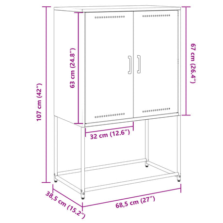 Highboard 68.5X38.5X107 Cm Steel