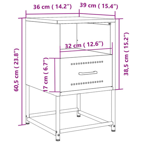 Bedside Cabinets 2 Pcs 36X39X60.5 Cm Steel