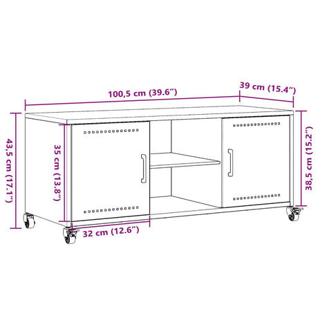 Tv Cabinet Olive 100.5X39X43.5 Cm Steel