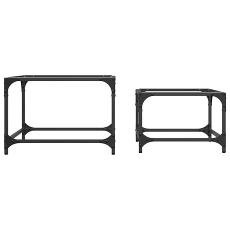 Nesting Coffee Tables 2 Pcs With Glass Top Steel