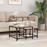 Nesting Coffee Tables 2 Pcs With Glass Top Steel