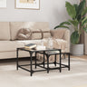 Nesting Coffee Tables 2 Pcs With Glass Top Steel