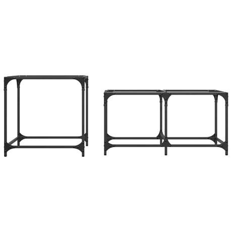 Nesting Coffee Tables 2 Pcs With Glass Top Steel