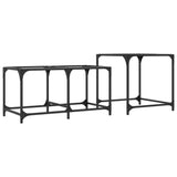 Nesting Coffee Tables 2 Pcs With Glass Top Steel