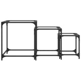 Nesting Coffee Tables 3 Pcs With Glass Top Steel
